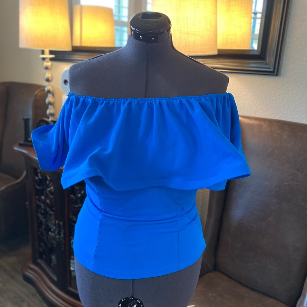 Alberto Makali cobalt blue off shoulder top